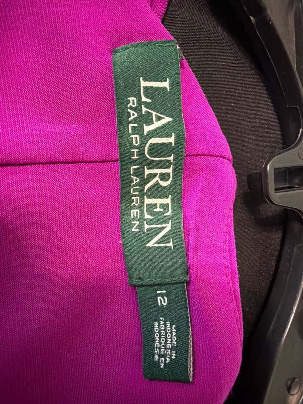 Lauren Ralph Lauren Size 12 Magenta Cowl Neck Ruched Sheath Dress